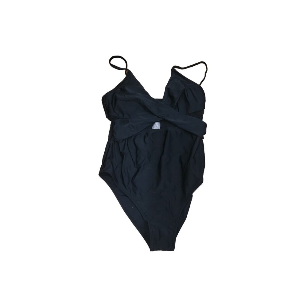 Cupshe NWT Mesh Panel Criss Cross Front Swimsuit Black Size Small